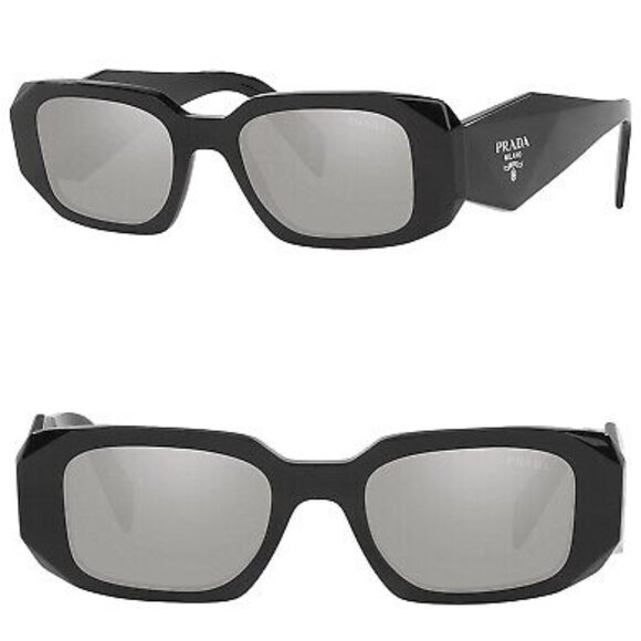 Prada Accessories - Prada Light Grey Mirror Silver Geometric Ladies Sunglasses